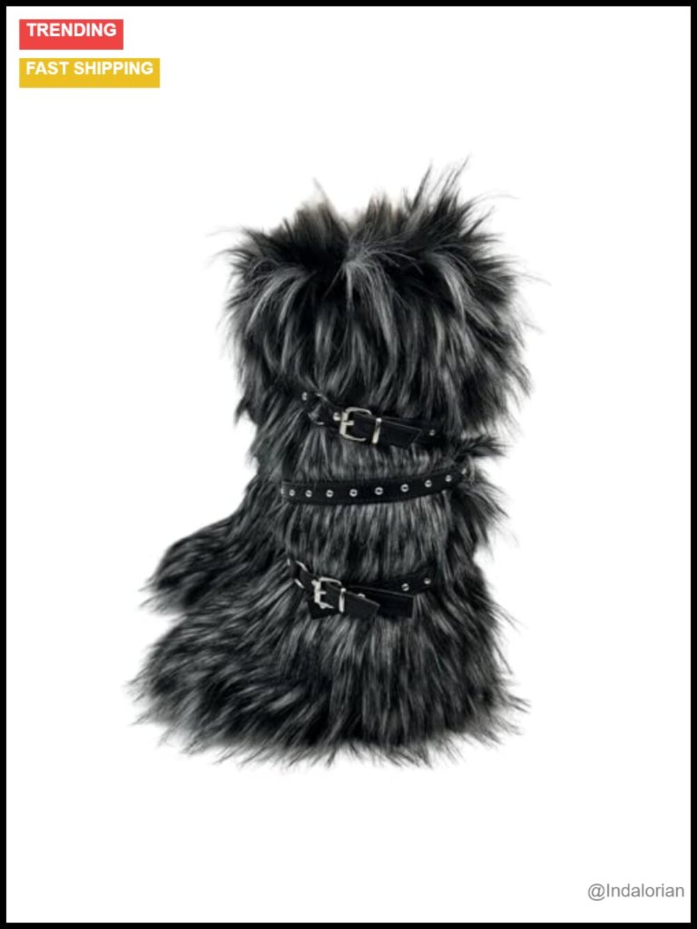 Faux Fur Knee High Boots Y2K Style Round Toe Flat Winter Women's